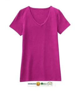 Plain Solid Plus Size Designer Soft 100% Cotton V-Neck Short Sleeve Short T-Shirts Wholesale Women Custom Jersey Logo Casual OEM