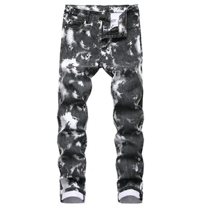 Hot Sale Men's Colorful Elastic Denim Jeans Casual Pants Slim Fit Printed Men's Pants & Trousers OEM