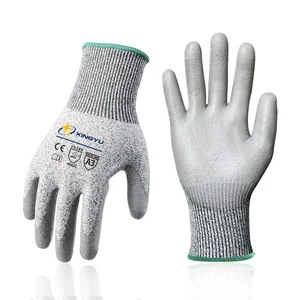 XINGYU Hot Sale Anti-Cut Safety Gloves EN388 Level 5 PU Work Cut Resistant Gloves PU HPPE Cut Resistant Work Gloves