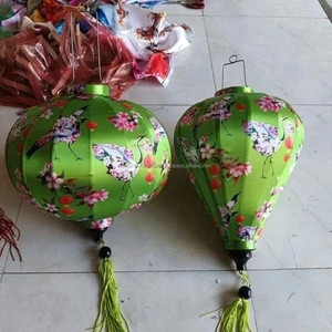Vietnam Hoi an Modern Handcrafted Painted Round Silk Bamboo Lantern Best Price for Halloween New Year Mother's Day Fast Shipping