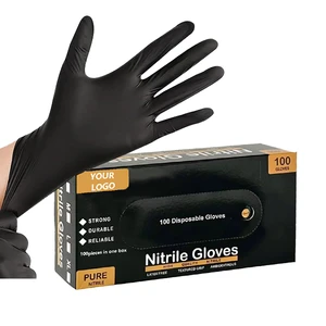 Hot Promotion 4mil Latex Free Disposable Nitrile Gloves Powder-Free T Black Safety Gloves
