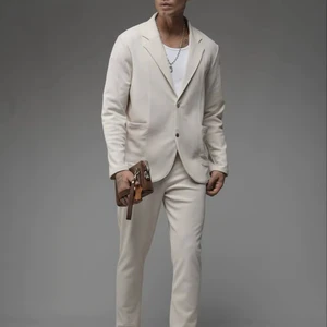 Men Casual Suit Set Blazer Jacket Pants 3-Piece Modern Streetwear Minimalist Style Slim Fit Plus Size Custom Size Waterproof