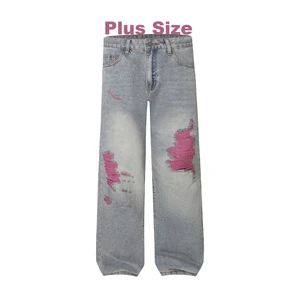 New Fashion 2025 Cheaper Price Good Quality Oversize Straight Fit Wholesale Baggy Ripped Denim Jeans Pants for Men