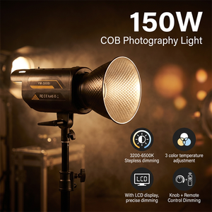 150W Professional Photographer Studio Light Stepless Dimming COB LED Light for Photography Live Streaming Photography Equipment