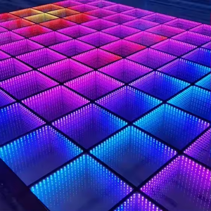 Smart LED Dance Floor IP67 Rated 2ft X 2ft SMD RGB 5050 Sound-Activated DMX512 Colorful Backlight Bricks Flight Cases 2-Year