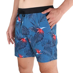 Men's Summer Quick Dry Seaside Sports Shorts Thin Stripes Swim Trunks Black 100% Polyester Mid Elastic Waist Waterproof