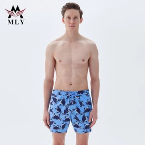 2023 Custom Men's Swimming Trunks New Style Board Shorts Casual Blue Mid Waist Pool Shorts With Unique Printing