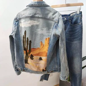 New Style Men's Denim Jacket Long Sleeves Casual Plus Size Popular Jacket Ripped Coat