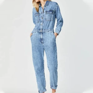 New Stylish Women's Summer Denim Two-Piece Canvas Solid Long Set Breathable Quick Dry Eco-Friendly Full Length Plus Size Regular