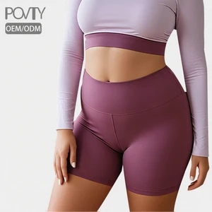 POVTY Custom Printed Women's Plus Size 8'' High Yoga Waist Tummy Control Workout Spandex Athletic Shorts Casual Summer Skinny