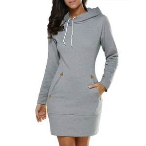 Women Hooded Dress Casual Ladies Long Sleeve Sweater Pullover Jumper Tops Plus Size S-5XL