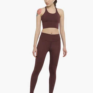 Solid Brown Yoga Set 2 Piece High Waist Leggings Crop Top Seamless Sport Bra Women's Activewear Fitness Wear yoga set For women