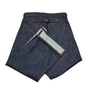 Custom Men's Raw Selvedge Denim Jeans High Quality Unwashed Dark Wash Embroidered Loose Fit Eco-Friendly Vintage Style Low MOQ