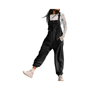 Women's Summer High Waist Eco-Friendly 100% Cotton Denim Regular Cute Medium Wash Jumpsuit Solid Pattern Work Trousers Overalls