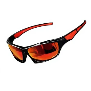 JMJ Red Night Vision Safety Goggles Cycling Sunglasses with Windproof PC Frame for Outdoor Sports and Mountaineering