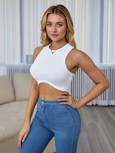 Women's Crew Neck Racerback Knit Ribbed Basic Sleeveless Crop Aesthetic Sexy Essential Tank Tops Camisoles Tops of Women