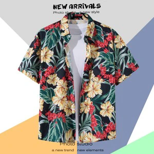 Goldtex Casual Fashion Summer Printed Hawaiian Short Sleeve Tops Blouse Beach Custom Graphic Beach Hawaiian Shirts for Men