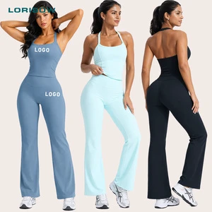 LORISOW Women 2pcs Yoga Sets Hanging Neck Beauty Back Wearing Vest With Padded Chest Activewear Spandex/Nylon Slimming Fitness