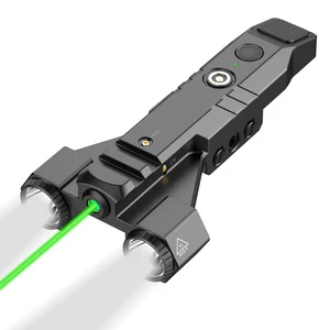 2025 New Dual Lens 1450 Lumen Tactical Flashlight with Green Laser Beam Combo Slim Design Rechargeable Magnetic Battery-built in