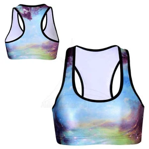 Women's Sublimation Sports Bra Breathable Light Support Spandex/Nylon Fitness Workout High Quality Seamless