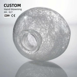 Factory Custom Hand Blown Design Transparent Bubble Spherical Glass Shades for Chandeliers and Floor Lamps