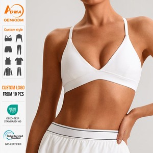 Top Deportivo Mujer Custom Logo Lightweight Breathable Simple U-NECK Strappy Sports Bra For Women Yoga Workout