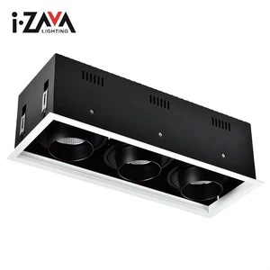I-ZAVA Project Commercial Hotel Modern Recessed Mounting Anti-Glare Black Aluminum IP20 75W COB LED Grille Light 12/24/36 Beam