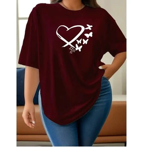 Customized Plus Size Women's New Arrival Summer Trendy Casual Short Sleeve 100% Cotton Breathable T-Shirt BD Supplier