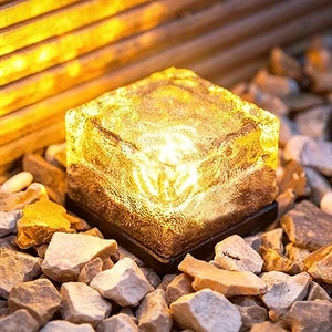 JAIYI Solar-powered LED Garden Lamp for Lawn with Warm Light Ice Block Decoration for Landscape Garden