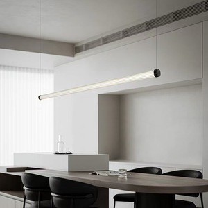 Italian Minimalist Aluminum LED Chandelier Light Luxury Modern High-End Creative Linear Glass Strip Light Black Mijia Control
