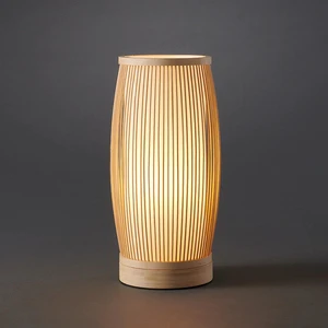Bamboo Table Lamp with E27 Lamp Holder and Free Warm White Light Bulbs
