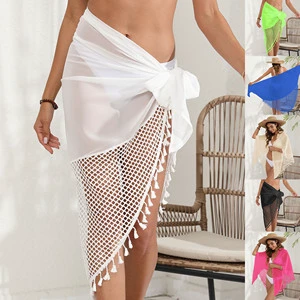 Factory Summer Sexy Chiffon Women Swim Suit Beach Dress Loose Suntan Swimsuit Bikini Swimwear Mesh Cover up Sarong Wrap Pareo