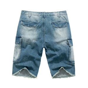Men's Distressed Wash Breathable Eco-Friendly High-quality Cotton Denim Jean Shorts Mid Waist Straight Fit Casual Summer Solid