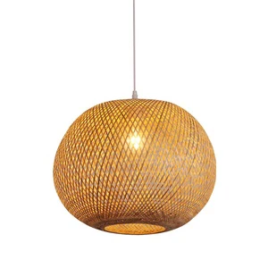 Customizable Woven Bamboo Hanging Lamp Handmade Wholesale Boho Rattan Pendant Light for Restaurant Projects