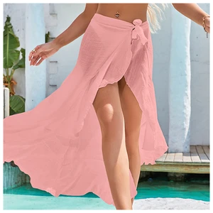 Chiffon Sarongs Beach Scarf Cover Ups for Women Pink Swimwear Coverup on the Sea White Wrap Skirt Bikini Cover-ups Outfits