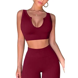 Women's Yoga Outfits 2 Piece High Waisted Leggings With Sports Bra Gym Clothes Sets