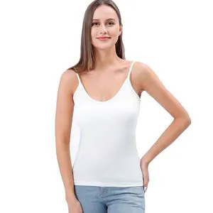 Thin Style Solid Color Sleeveless V-neck Lady Tank Top Skin Friendly Breathable Women's Camisole Vest for Summer