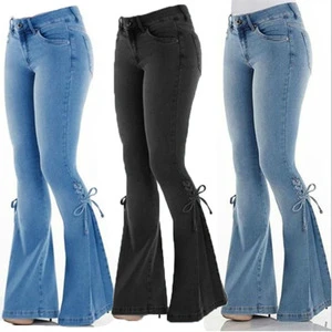 Hot Sell Women'S Blue Denim Jeans New Arrivals Fashion Denim Flare Pants Skinny Leg Women High Bell Bottoms Jeans Plus Size 3Xl