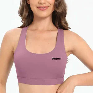 Best Quality Women Gym Bra High Support Breathable Quick Dry Spandex/Nylon Front Logo Customizable Chest Pad Removable 2026 New
