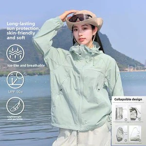 OEM Sun-protective Clothing Summer UPF50+ Raw Yarn Breathable Anti-UV Lightweight Outdoor Riding Hooded Wrinkle-Resistant Jacket