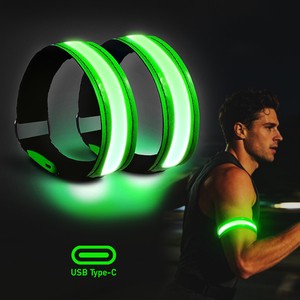 Custom High Visibility LED Safety Armband Rechargeable Reflective PVC Warning Signal Light Glow In The Dark Flashing Night Band