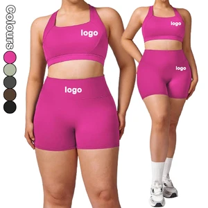 Plus Size XL-3XL High Waist Gym Clothing Women's Sportswear Fitness Workout Running Tights Active Wear Yoga Shorts Sets
