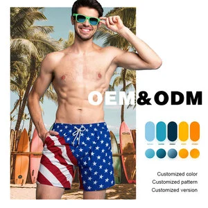 2026 Custom Men 4-Way Stretch Swim Shorts Elastic Waist Beach Board Shorts Private Label Sublimation Print MOQ 100