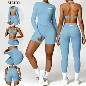 Wholesale Custom Woman Breathable Fitness Leggings Top Clothing Active Wear Yoga Bra Shorts Set Gym Fitness Set for Women
