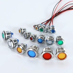6mm 8mm 10mm 12mm 16mm 19mm 22mm Enlarge Panel Metal Indicator Light with Welding Pin Equipment signal pilot Lamp with Cable