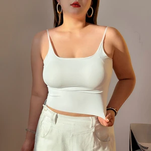 Summer One-piece Bra-free Thin Shoulder Strap Fixed One-piece Bra Pads Large Size Women's Camisole