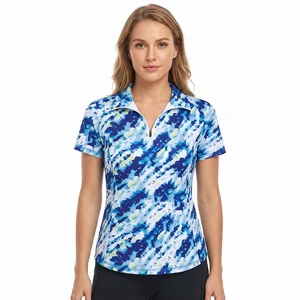 OEM Custom Women's Slim Printed Sweatshirt Quick-Drying Polyester Anti-Pilling Breathable Golf Wear Casual Lady Polo T Shirt