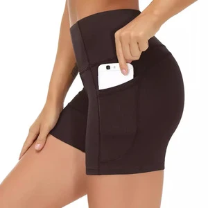 Manufacturer Direct Sales Plus Size Yoga Shorts High Waist Stretch Women's Sports Yoga Shorts with Pockets