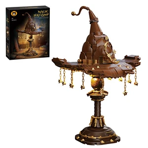 HTL High Quality Magic Hat Desk Lamp Building Blocks Sets Ornament with Lights Figurine Building Brick Toys for Kids and Adults