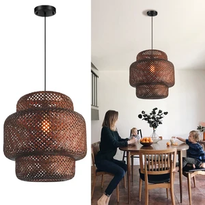 Handmade Bamboo Lamp Shade for Home Decorative Ceiling Lights Professional Factory's Pendant Chandeliers Pendant Lights